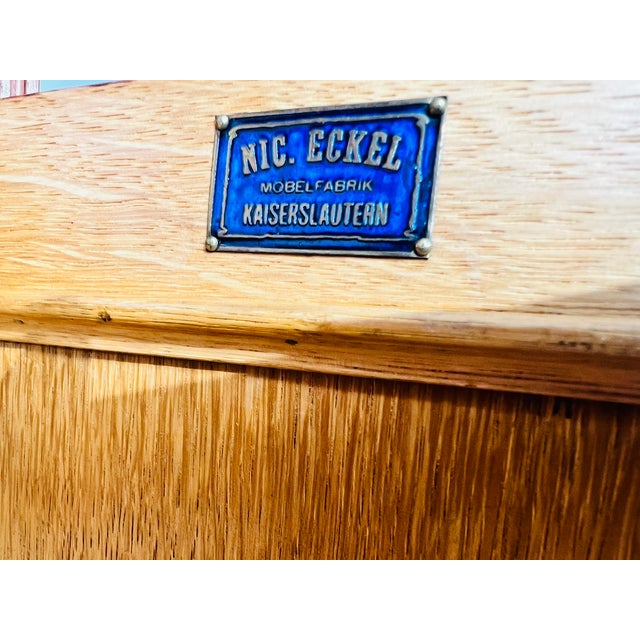 Art Nouveau Walnut Veneered Cabinet with Mirror Top from Nic. Eckel Kaiserslautern, 1890s For Sale - Image 9 of 18