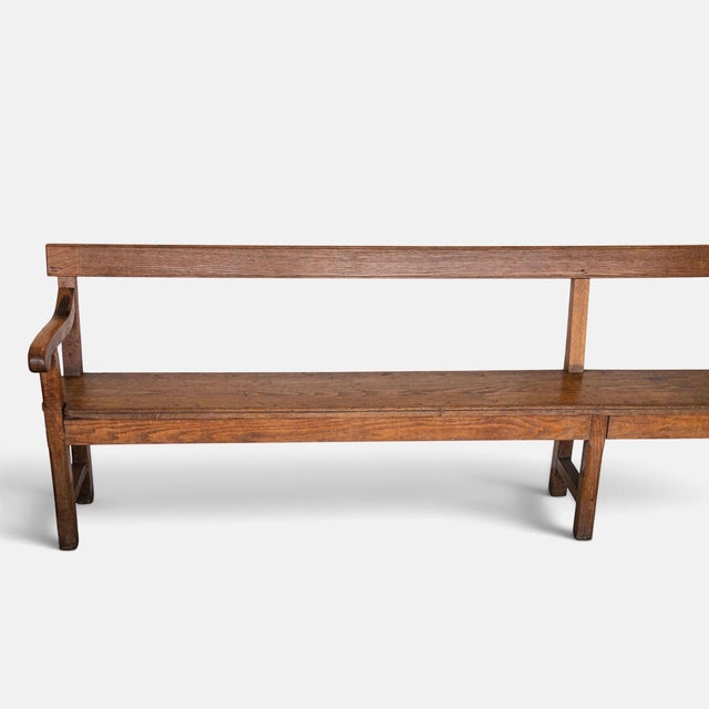19th Century French Oak Open Arm Bench For Sale - Image 4 of 10