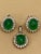 Emerald 12 Ct Natural Emerald Zambia Cabochon & Diamond Stud Earring 14 Karat White Gold For Sale - Image 8 of 18