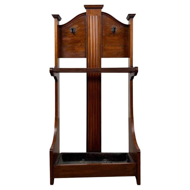 Antique Early 20th Century English Edwardian Walnut Hall Stand For Sale - Image 10 of 10