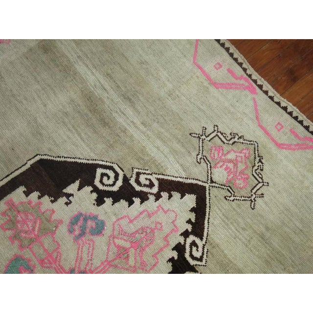 Zabihi Collection Square Vintage Turkish Kars Rug For Sale In New York - Image 6 of 8