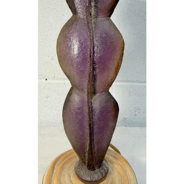 Rare Vintage Handmade MCM Purple Lucite and Pottery Base Electric Table Lamp For Sale In New York - Image 6 of 12