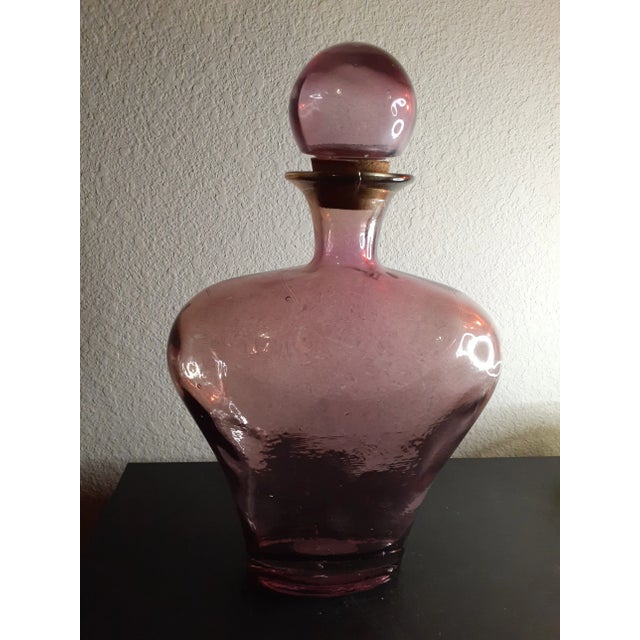 Glass 1980s Vidrios San Miguel Spain Recycled Amethyst Art Glass Decanter For Sale - Image 7 of 8