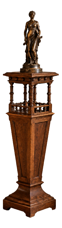 Antique French Pedestal in Oak, 1890s