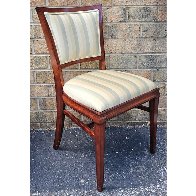 Mid 20th Century Federal Style Solid Mahogany Upholstered Dining Chairs, Refinished- Set of 4 For Sale - Image 10 of 12