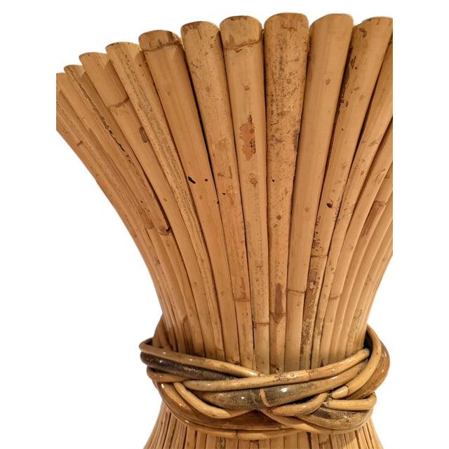 McGuire McGuire Sculptural Rattan & Bamboo "Sheaf of Wheat" Dining Table For Sale - Image 4 of 9