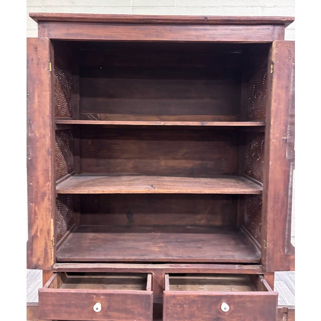 Wood Antique C. 1870-1900 American Primitive Country Pie Safe Cupboard For Sale - Image 7 of 10