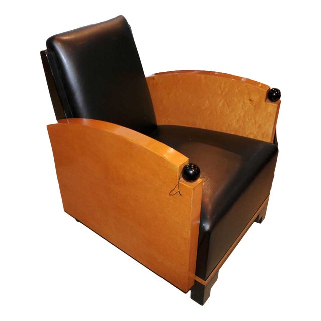 Biedermeier Art Deco Walnut Club Chair, 1920s For Sale