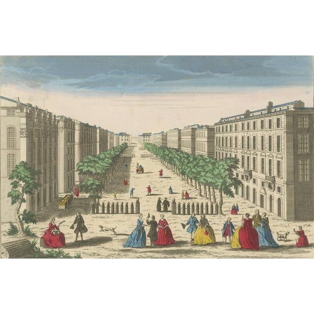 Daumont, View of the Cours in Marseille, Hand-Colored Engraving, 1770 For Sale - Image 3 of 9