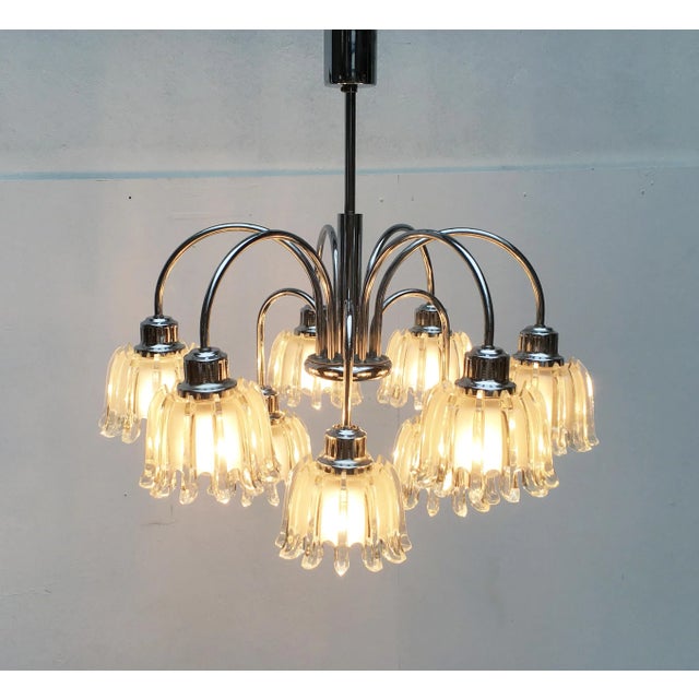 Metal German Type 9471 Glass and Metal Chandelier from Richard Essig, 1970s For Sale - Image 7 of 15
