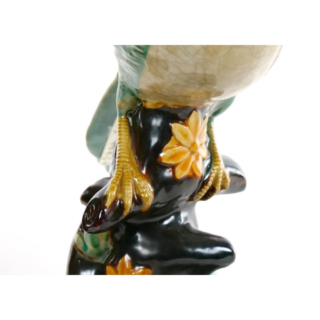 Large Pair English Glazed Porcelain / Terracotta Birds Statues For Sale - Image 4 of 13