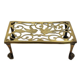 Late 18th Century English Small Brass Footman Trivet Stand For Sale