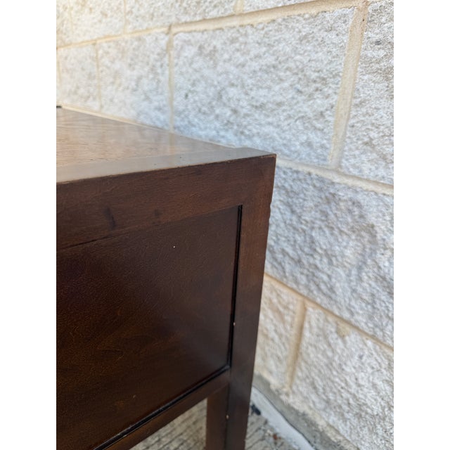 Mid-Century Burl Wood Nightstand by Century Furniture With Brass Pulls For Sale - Image 11 of 12