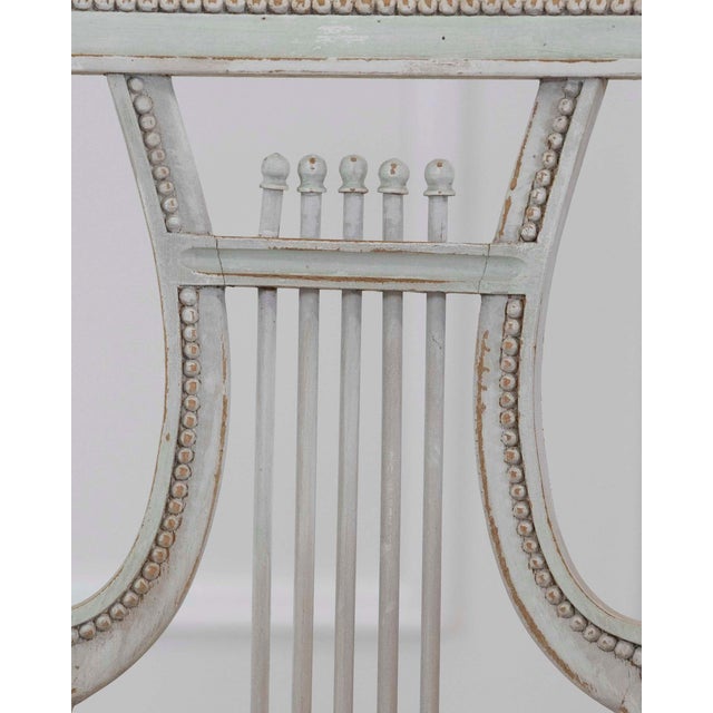 Pair of Antique French Neoclassical Painted Chairs in Antique Linen For Sale - Image 10 of 13