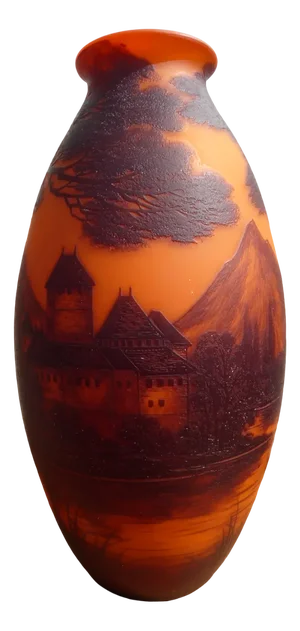 Large Glass Vase with Landscape by Richard for Loetz