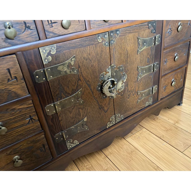 Late 20th Century Late 20th Century Korean Solid Wood Engraved 69 Drawer Apothecary For Sale - Image 5 of 18