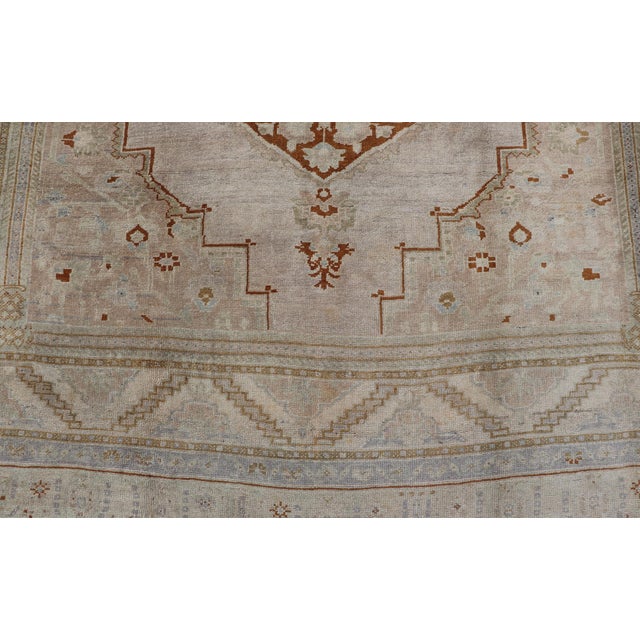 Vintage Turkish Oushak Rug in Brown, Pale Green, Taupe & Taupe Light Purple For Sale - Image 13 of 17