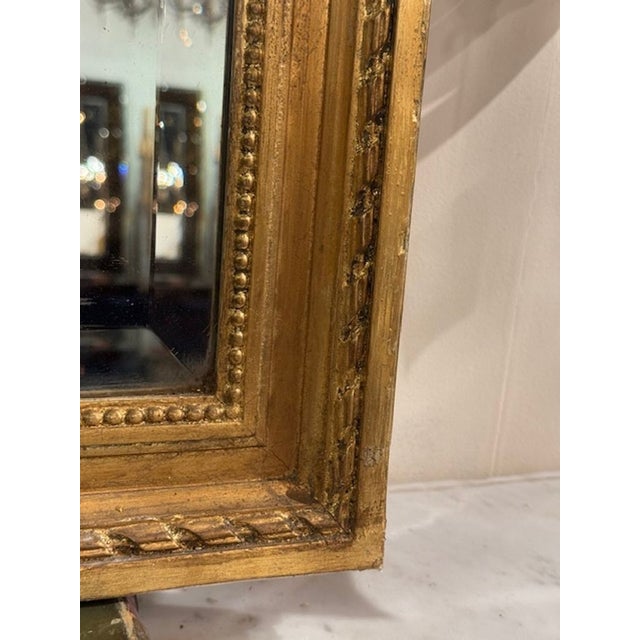 19th Century 19th Century French Louis XVI Carved and Giltwood MIrror For Sale - Image 5 of 6