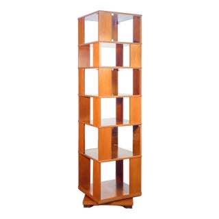 Italian Wooden Center Swivel Bookcase For Sale