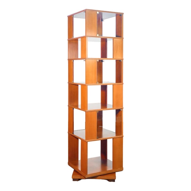 Italian Wooden Center Swivel Bookcase For Sale