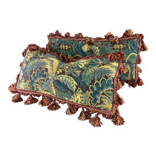 Vintage Brunschwig & Fills Tasseled Tapestry Lumbar Pillows/a Pair For Sale