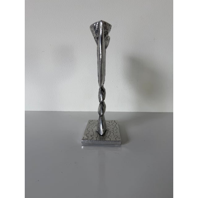 Vintage Don Drumm Brutalist Cast Aluminum Double Candle Holder, Signed For Sale In Miami - Image 6 of 12