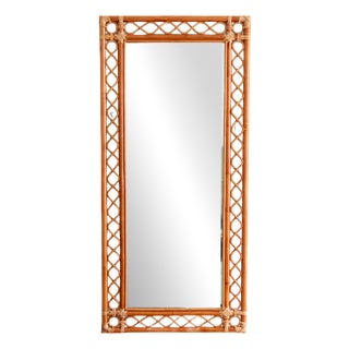 Large Rectangular Bamboo Mirror, 1970s For Sale