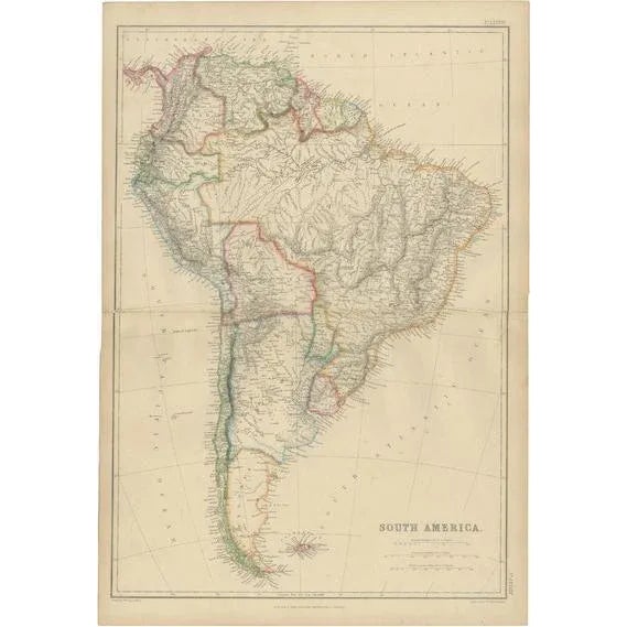 Antique Map of South America by W. G. Blackie, 1859 For Sale - Image 6 of 6