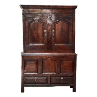 George II Yew Wood Press Cupboard, C. 1750 For Sale