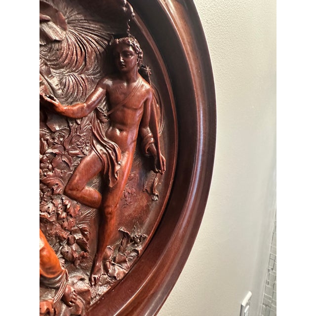 Wood Vintage Handcarved Walnut Relief Intaglio Artwork For Sale - Image 7 of 13