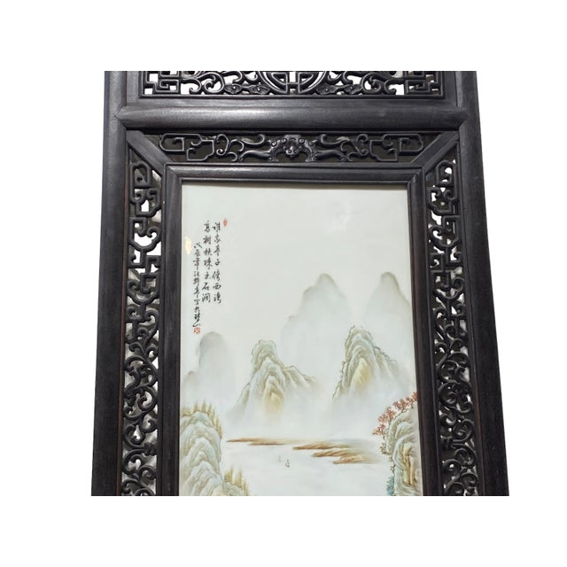 Chinoiserie Hand Painted Famille Rose Porcelain Panel 67.25" H For Sale - Image 10 of 11