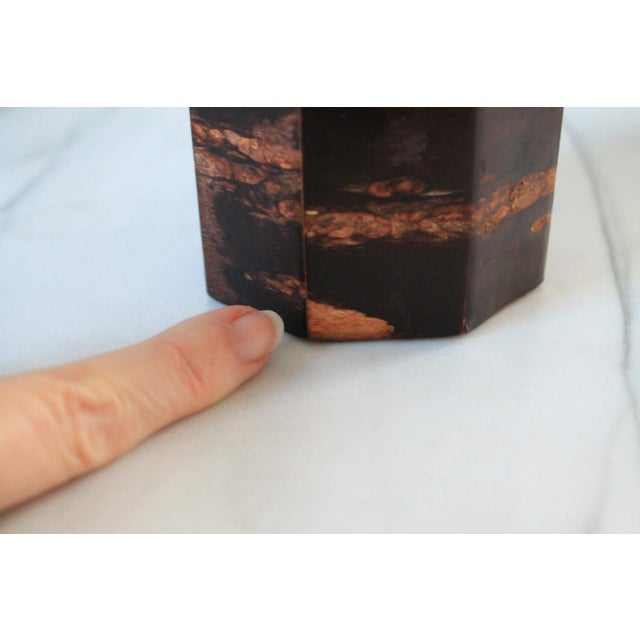 Wood Vintage Hexagon Japanese Kabazaiku (Cherry Bark) Tea Caddy For Sale - Image 7 of 10