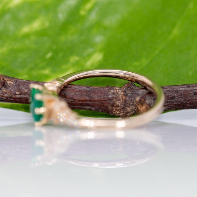 Colombian Emerald Ring With Earth-Mined Diamond Accents: Solid 14k Gold, 5x4mm, Size 6.75 For Sale - Image 9 of 9