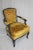Refinished Antique Chair Navy Blue High Gloss Finish & Yellow Upholstery For Sale In Chicago - Image 6 of 6