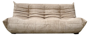 French Togo 3-Seater Sofa in Beige Corduroy attributed to Michel Ducaroy for Ligne Roset, 1970s