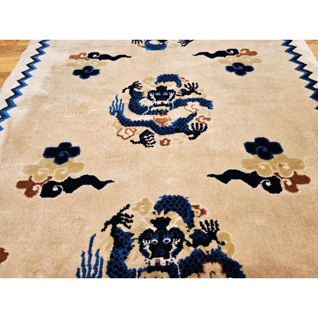 Textile Vintage Chinese Art Deco Area Rug with Dragons, 1920s Allover Design, 4' x 6' For Sale - Image 7 of 13