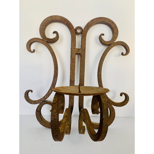 Vintage Wrought Iron Scroll Pricket Stick Wall Sconces, Circa 1960- a Pair For Sale - Image 9 of 13