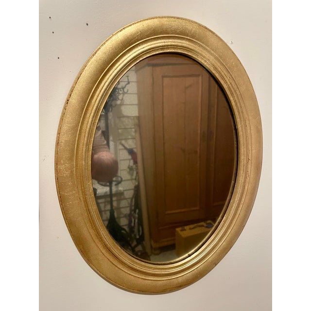 Hollywood Regency Pair of Vintage Gilt Oval Distressed Mirrors For Sale - Image 3 of 12