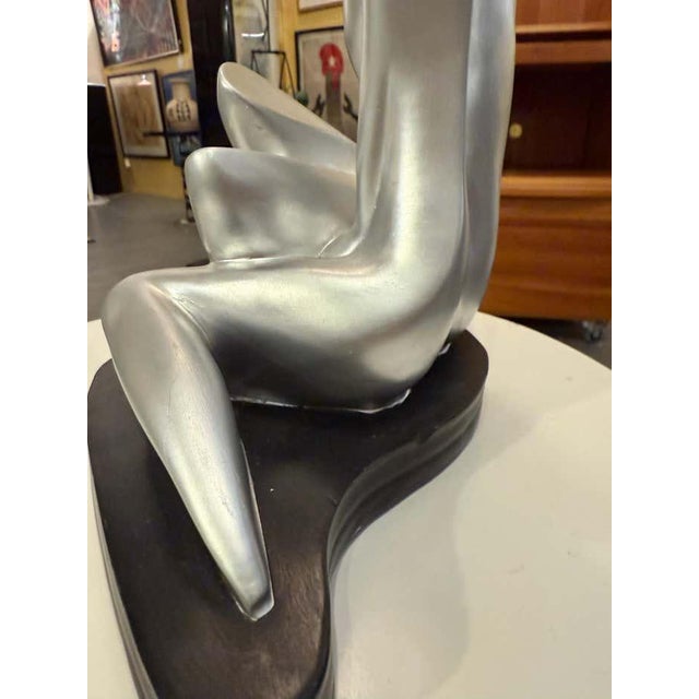 Two Lovers, Silver Plaster Sculpture on Black Plaster Base For Sale In Los Angeles - Image 6 of 6