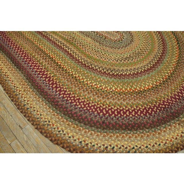 Durable Multicolor and Oval Geometric Design Vintage American Braided Rug For Sale - Image 9 of 9