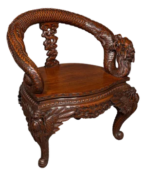 Vintage Decorative Elbow Chair, Oriental, Hall, Fireside, Dragon Seat, Art Deco