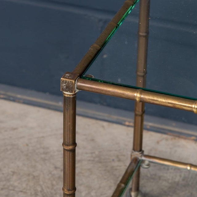 Metal Vintage French Brass and Faux Bamboo Nesting Tables by Maison Jansen, 1960s, Set of 3 For Sale - Image 7 of 17