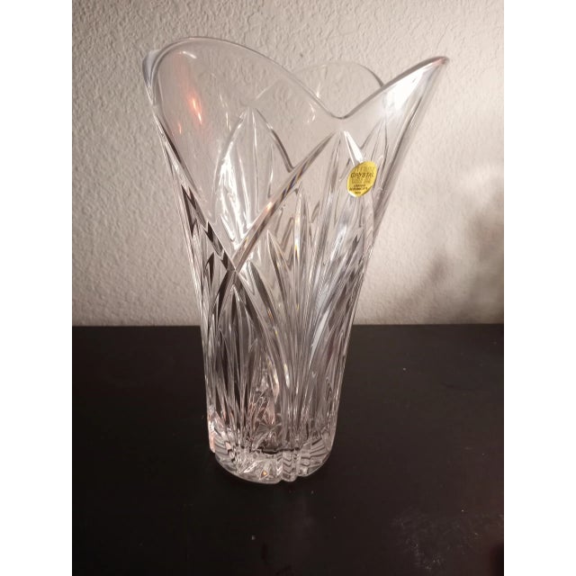 Transparent Capri Crystal Italy Clear Crystal Ruffled Vase For Sale - Image 8 of 9