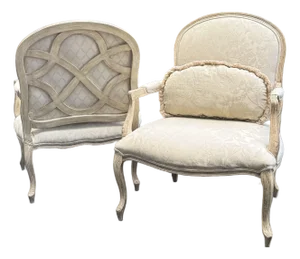 Late 20th Century Louis XV Bergere Chairs - A Pair