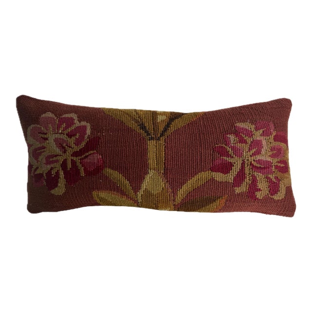 18th Century French Aubusson Floral Pillow For Sale