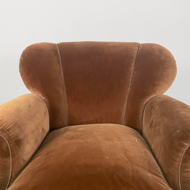 Wood Italian Art Deco Lounge Chairs in Brown Velvet, 1930s, Set of 2 For Sale - Image 7 of 18