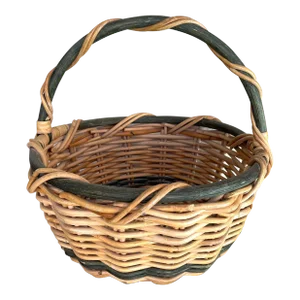 Vintage Woven Rattan/Bentwood Gathering Basket