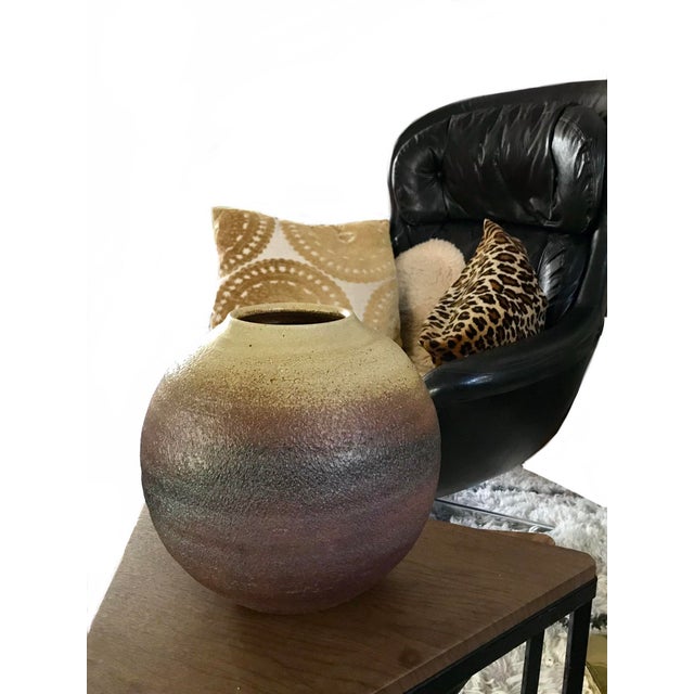 a signed vintage 1970s large sculptural ceramic vase this is a beautiful hand turned mid century modernist studio art...