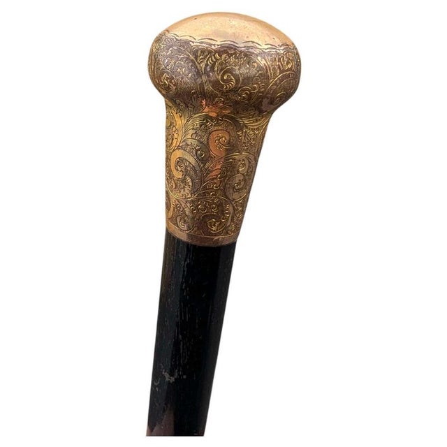 Late Victorian Engraved Gold-Filled Gentlemans Dress Cane, 1885 For Sale - Image 10 of 10
