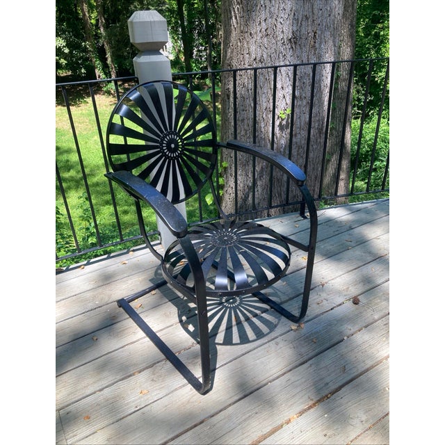 francois carre strap iron cantilever garden chairs rockers recently sandblasted, primed and painted in outdoor specialty...